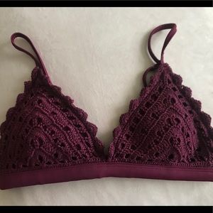 Maroon, lace designed bralette Bikini top